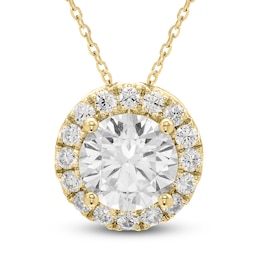 Brilliant Moments Diamond Halo Necklace 3 ct tw 14K Yellow Gold 18&quot;