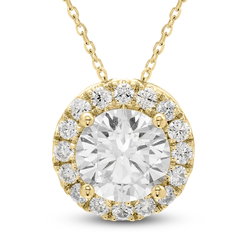 Main Image 1 of Brilliant Moments Diamond Halo Necklace 3 ct tw 14K Yellow Gold 18&quot;