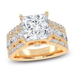 Princess-Cut Lab-Created Diamond Engagement Ring 4-3/4 ct tw 14K Yellow Gold