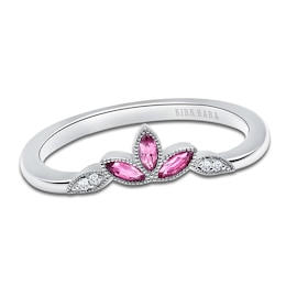 Kirk Kara Marquise-Cut Natural Pink Sapphire & Diamond Accent Wedding Band Platinum