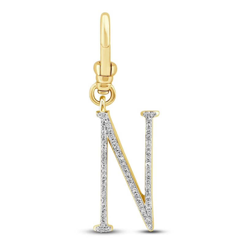 Main Image 1 of Charm'd by Lulu Frost Diamond Letter N Charm 1/8 ct tw Pavé Round 10K Yellow Gold