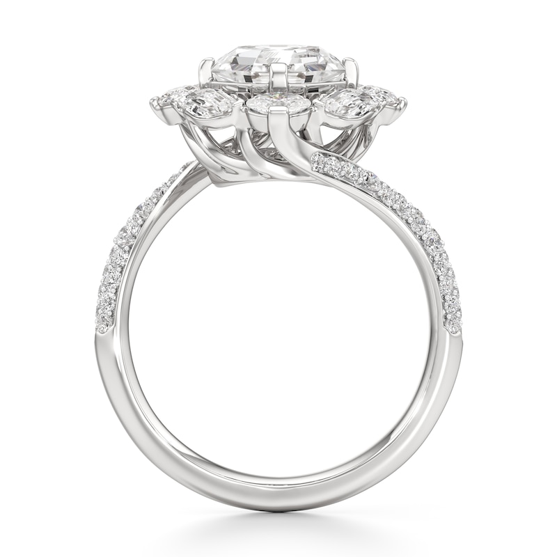 Main Image 2 of J'Lure Octagon Step-Cut Lab-Created Diamond Halo Bypass Engagement Ring 3-1/6 ct tw 18K White Gold