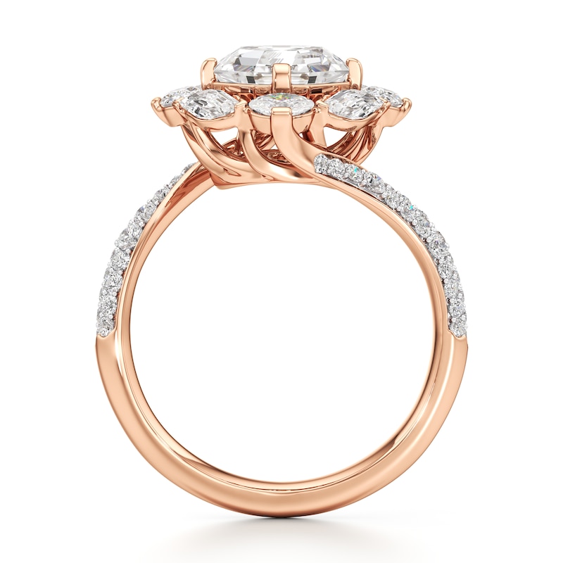 Main Image 2 of J'Lure Octagon Step-Cut Lab-Created Diamond Halo Bypass Engagement Ring 3-1/6 ct tw 18K Rose Gold