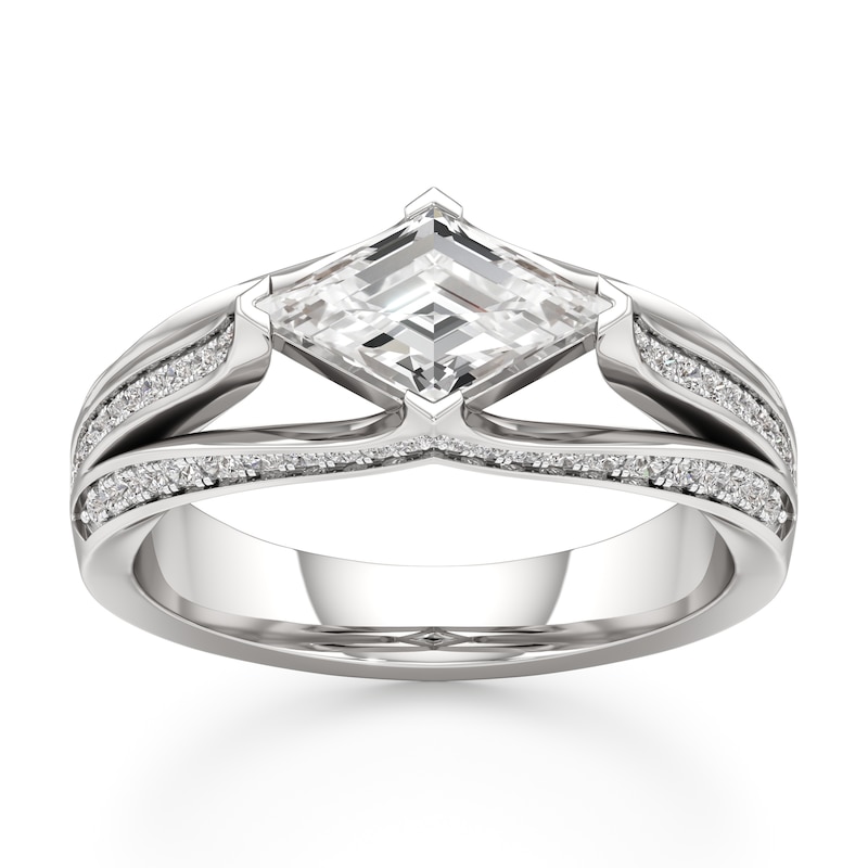 Main Image 1 of J'Lure Lab-Created Diamond Lozenge Step-Cut Engagement Ring 1-3/8 ct tw 18K White Gold