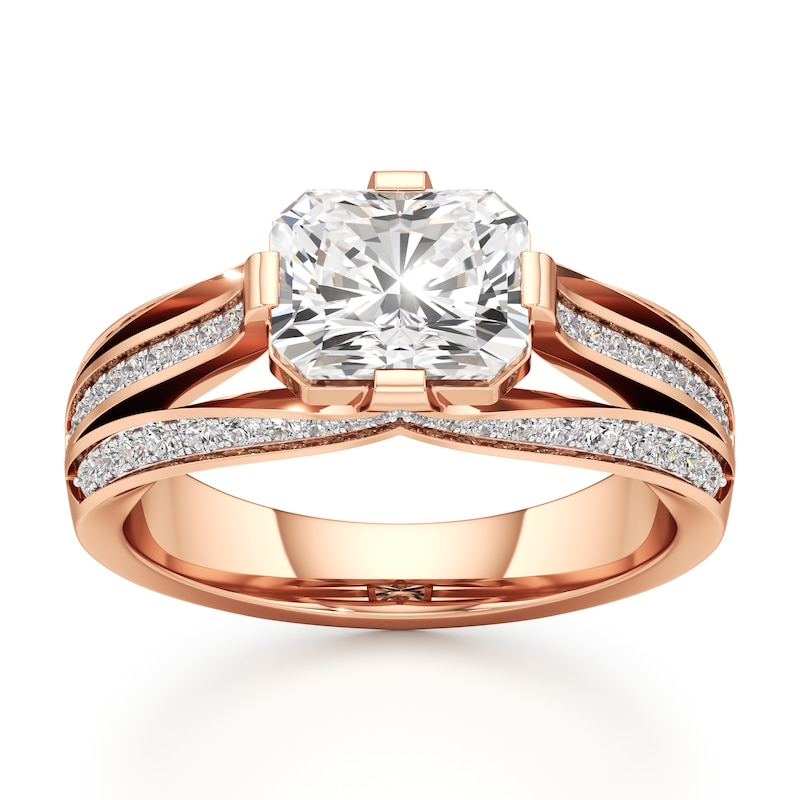 Main Image 1 of J'Lure Lab-Created Diamond Radiant Brilliant-Cut Engagement Ring 2-3/8 ct tw 18K Rose Gold