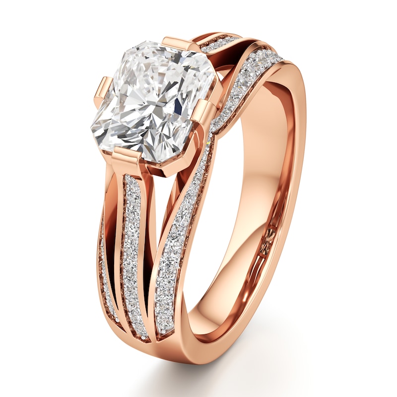 Main Image 4 of J'Lure Lab-Created Diamond Radiant Brilliant-Cut Engagement Ring 2-3/8 ct tw 18K Rose Gold