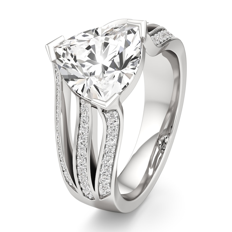 Main Image 4 of J'Lure Lab-Created Diamond Trillion Curved Brilliant-Cut Engagement Ring 3-3/8 ct tw 18K White Gold