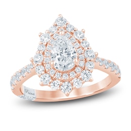 Pnina Tornai Pear-Shaped Diamond Double Halo Engagement Ring 1-5/8 ct tw 14K Rose Gold