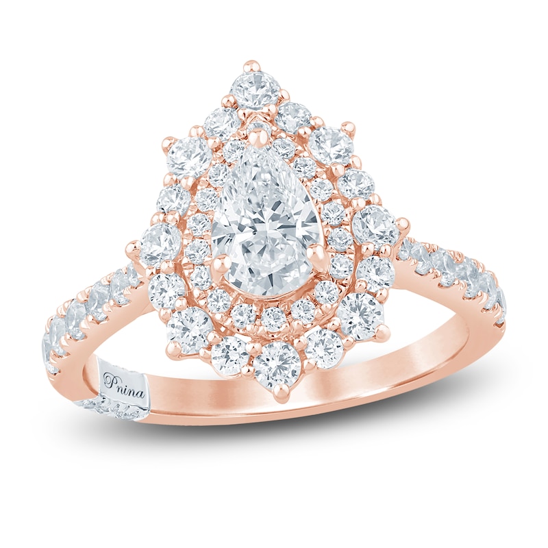 Main Image 1 of Pnina Tornai Pear-Shaped Diamond Double Halo Engagement Ring 1-5/8 ct tw 14K Rose Gold