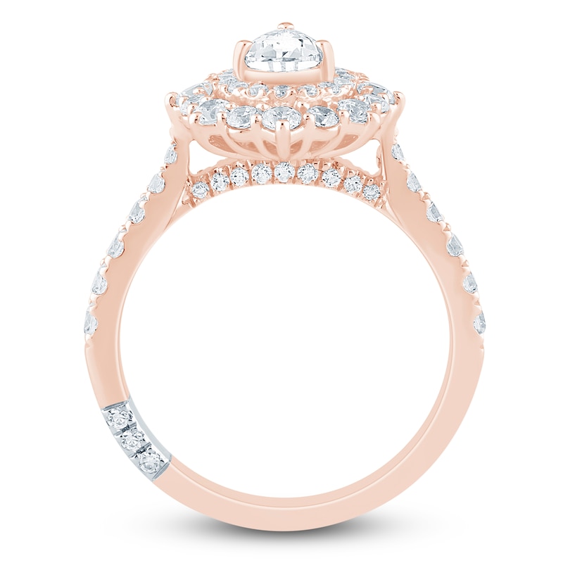 Main Image 4 of Pnina Tornai Pear-Shaped Diamond Double Halo Engagement Ring 1-5/8 ct tw 14K Rose Gold