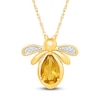 Thumbnail Image 1 of Pear-Shaped Natural Citrine & Diamond Accent Bee Necklace 10K Yellow Gold 18&quot;