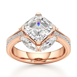 J'Lure Square-Emerald Step-Cut Lab-Created Diamond Engagement Ring 4-1/2 ct tw 18K Rose Gold