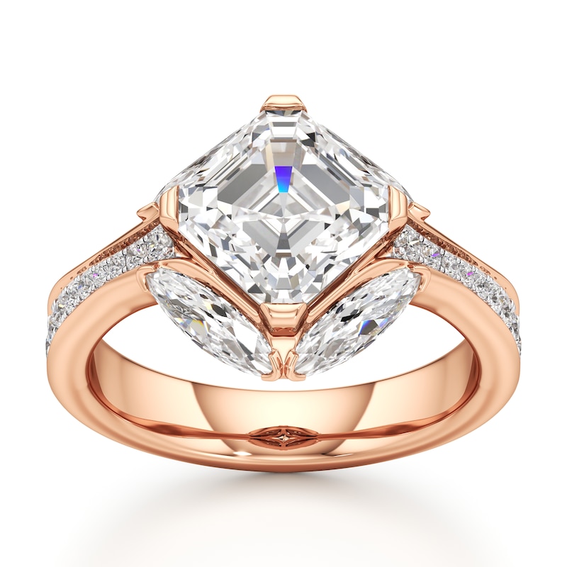 Main Image 1 of J'Lure Square-Emerald Step-Cut Lab-Created Diamond Engagement Ring 4-1/2 ct tw 18K Rose Gold