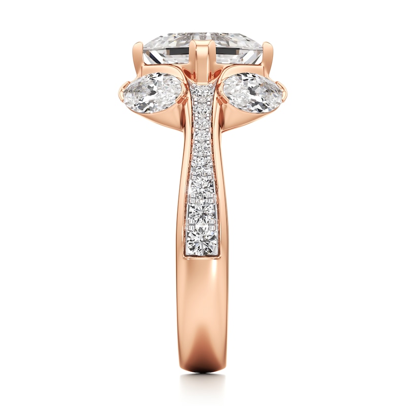 Main Image 3 of J'Lure Square-Emerald Step-Cut Lab-Created Diamond Engagement Ring 4-1/2 ct tw 18K Rose Gold