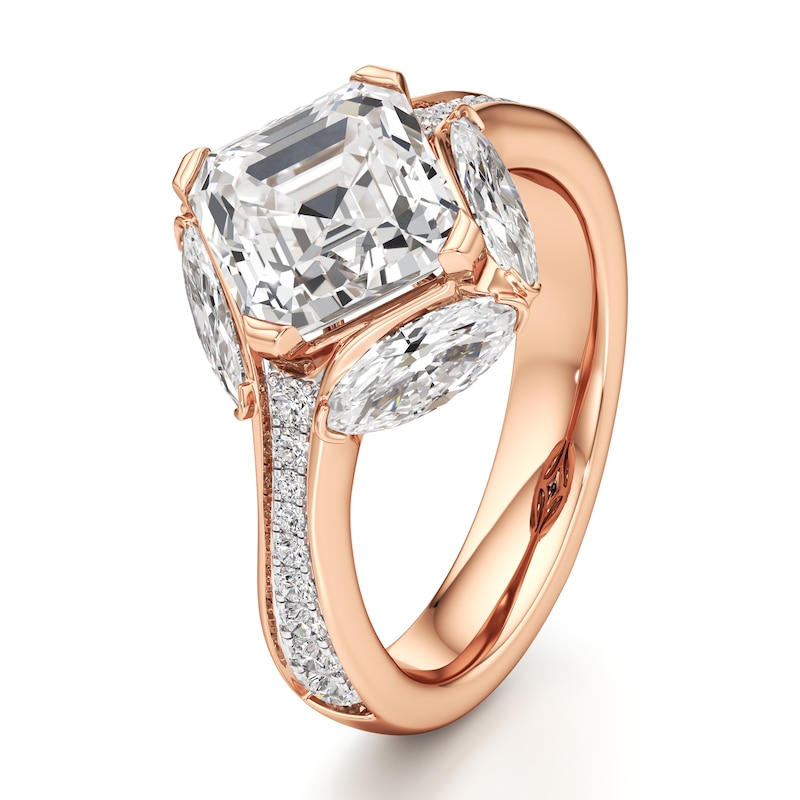 Main Image 4 of J'Lure Square-Emerald Step-Cut Lab-Created Diamond Engagement Ring 4-1/2 ct tw 18K Rose Gold