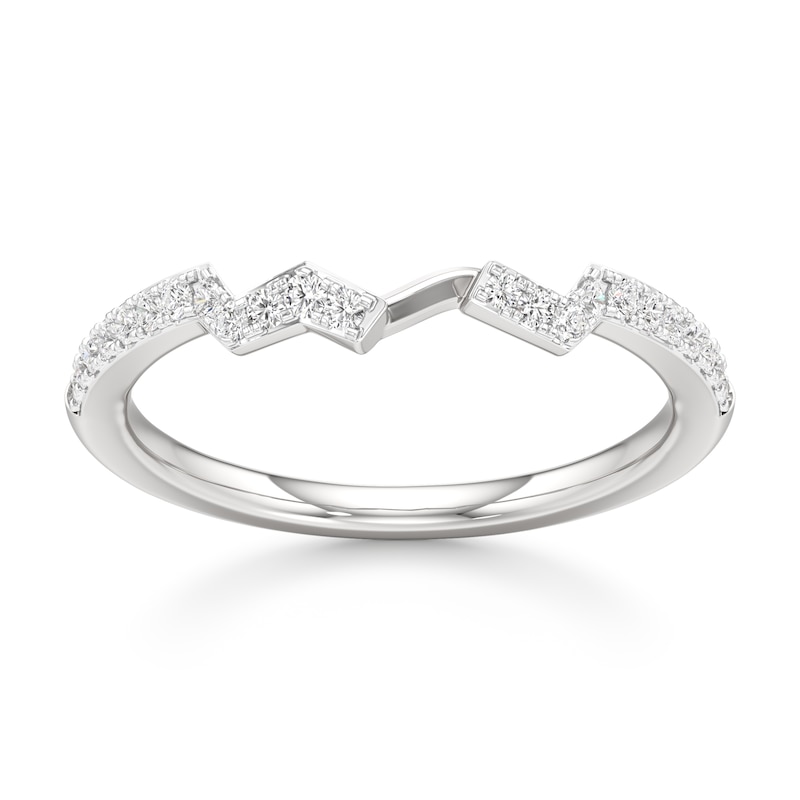 Main Image 1 of J'Lure Lab-Created Diamond Angled Contour Wedding Band 1/5 ct tw 18K White Gold