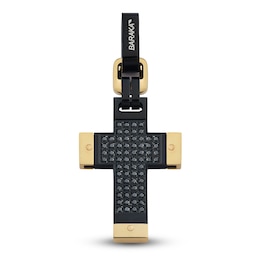 Baraka Men's Black Diamond Cross Charm 5/8 ct tw Black Ion-Plated Stainless Steel & 18K Yellow Gold