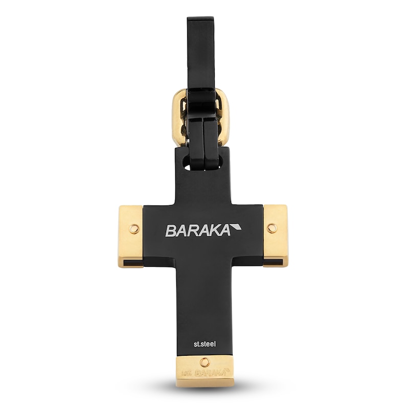 Main Image 3 of Baraka Men's Black Diamond Cross Charm 5/8 ct tw Black Ion-Plated Stainless Steel & 18K Yellow Gold