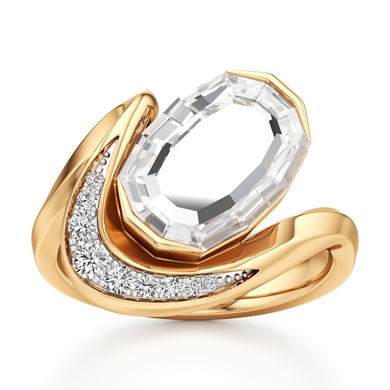 Main Image 1 of J'Lure Oval Portrait-Cut Lab-Created Diamond Engagement Ring 3 ct tw 18K Yellow Gold