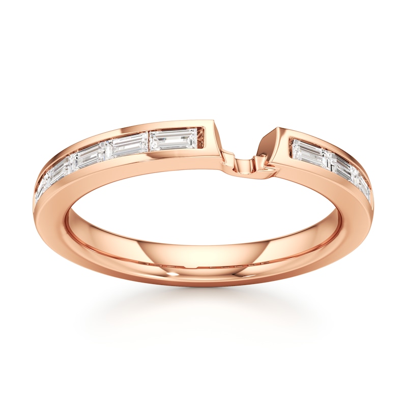 Main Image 1 of J'Lure Baguette-Cut Lab-Created Diamond Contour Wedding Band 1/3 ct tw 18K Rose Gold