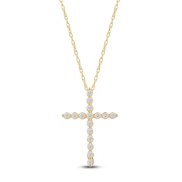 Lab-Created Diamond Cross Necklace 1/2 ct tw 14K Yellow Gold 18&quot;