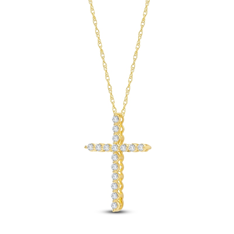 Main Image 2 of Lab-Created Diamond Cross Necklace 1/2 ct tw 14K Yellow Gold 18&quot;