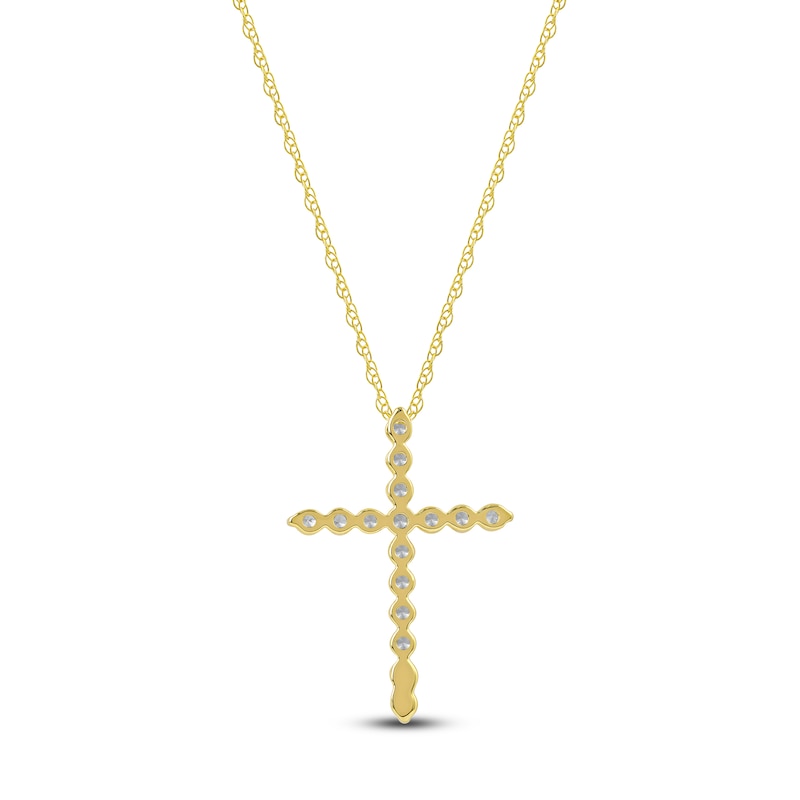 Main Image 3 of Lab-Created Diamond Cross Necklace 1/2 ct tw 14K Yellow Gold 18&quot;