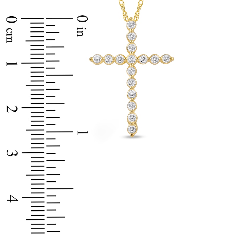 Main Image 4 of Lab-Created Diamond Cross Necklace 1/2 ct tw 14K Yellow Gold 18&quot;