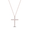 Thumbnail Image 1 of Lab-Created Diamond Cross Necklace 1 ct tw 14K Rose Gold 18&quot;