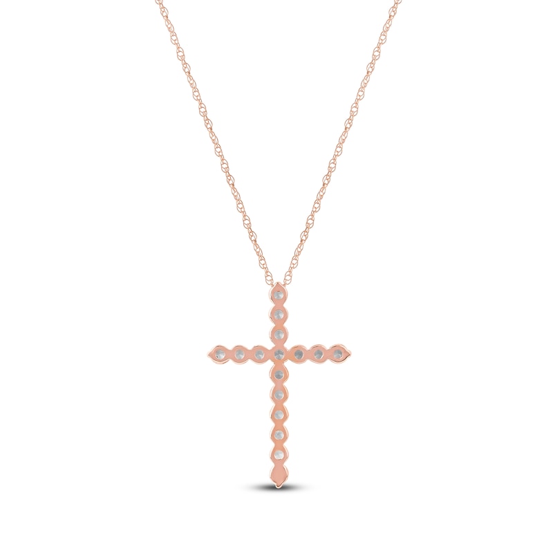 Main Image 3 of Lab-Created Diamond Cross Necklace 1 ct tw 14K Rose Gold 18&quot;