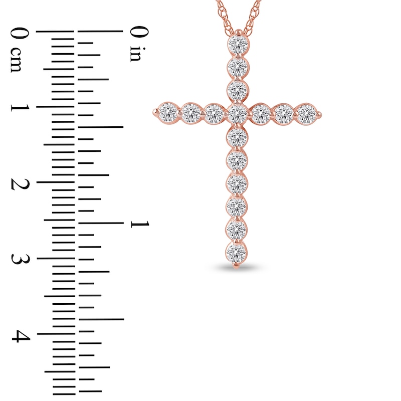 Main Image 4 of Lab-Created Diamond Cross Necklace 1 ct tw 14K Rose Gold 18&quot;