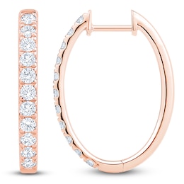 Lab-Created Diamond Oval Hoop Earrings 1 ct tw 14K Rose Gold