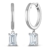 Thumbnail Image 2 of Emerald-Cut Lab-Created Diamond Solitaire Dangle Hoop Earrings 1-1/2 ct tw 14K White Gold (SI2/F)