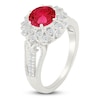 Thumbnail Image 2 of Lab-Created Ruby & White Lab-Created Sapphire Starburst Halo Ring Sterling Silver