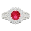 Thumbnail Image 3 of Lab-Created Ruby & White Lab-Created Sapphire Starburst Halo Ring Sterling Silver