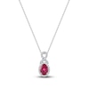 Thumbnail Image 1 of Oval-Cut Natural Ruby & Diamond Pendant Necklace 1/5 ct tw 14K White Gold 18&quot;