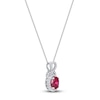 Thumbnail Image 2 of Oval-Cut Natural Ruby & Diamond Pendant Necklace 1/5 ct tw 14K White Gold 18&quot;