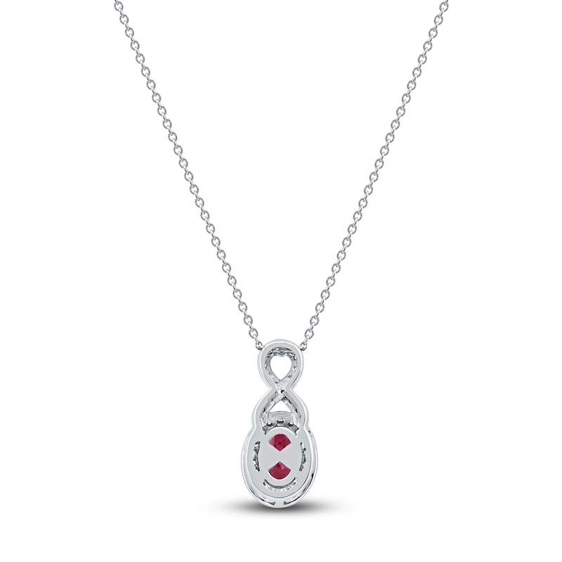 Main Image 3 of Oval-Cut Natural Ruby & Diamond Pendant Necklace 1/5 ct tw 14K White Gold 18&quot;