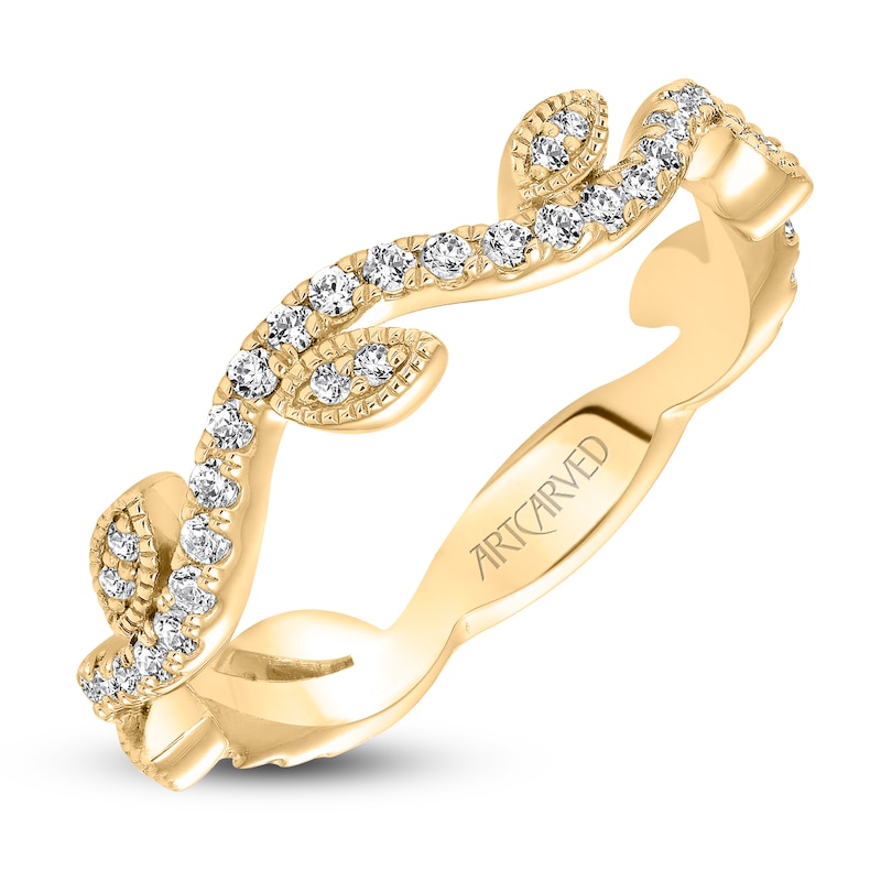 Main Image 2 of ArtCarved Diamond Leaf & Vine Anniversary Ring 3/8 ct tw 14K Yellow Gold