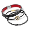 Thumbnail Image 2 of 1933 by Esquire Men's Diamond, Black Spinel & Leather Bracelet Gift Set 1/6 ct tw Sterling Silver & 14K Yellow Gold Plate