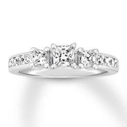 Three-Stone Diamond Ring 1-1/8 ct tw Princess-cut 14K White Gold