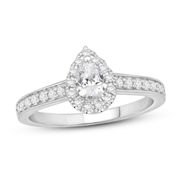 Diamond Engagement Ring 5/8 ct tw Pear-shaped/Round 14K White Gold