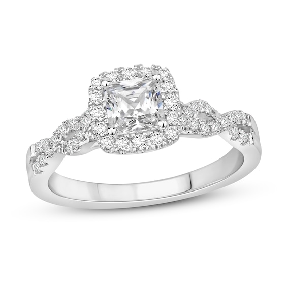 Diamond Engagement Ring 7/8 ct tw Princess/Round 14K White Gold | Jared