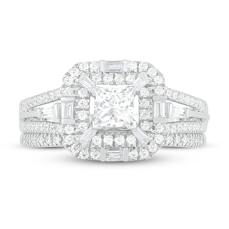 Main Image 2 of Diamond Bridal Set 1 ct tw Princess, Baguette & Round 14K White Gold