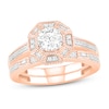 Thumbnail Image 1 of Diamond Bridal Set 5/8 ct tw Round/Baguette 14K Rose Gold