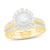 Thumbnail Image 1 of Diamond Bridal Set 3/4 ct tw Round/Baguette 14K Yellow Gold