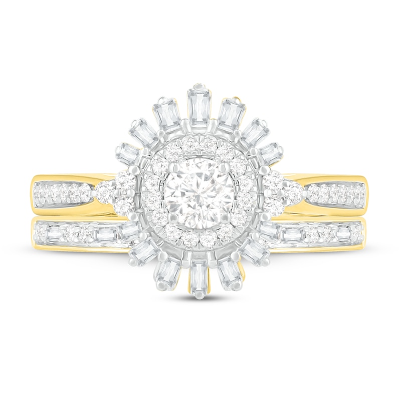 Main Image 2 of Diamond Bridal Set 3/4 ct tw Round/Baguette 14K Yellow Gold