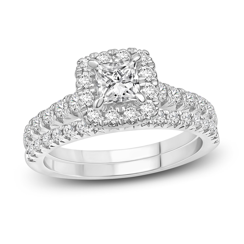 Main Image 1 of Diamond Bridal Set 1-1/2 ct tw Princess/Round 14K White Gold