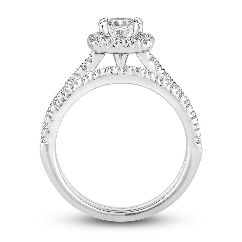 Main Image 3 of Diamond Bridal Set 1-1/2 ct tw Princess/Round 14K White Gold