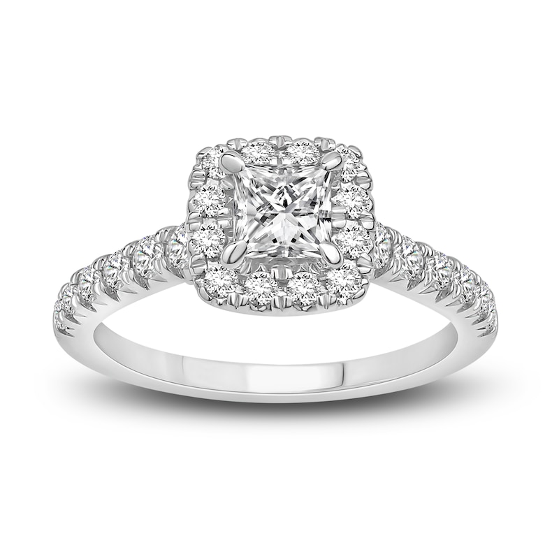 Main Image 4 of Diamond Bridal Set 1-1/2 ct tw Princess/Round 14K White Gold